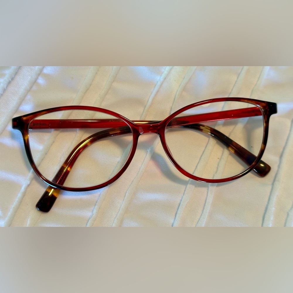 Zenni Optical Red Tortoise Shell Eyeglass Frame. See last photo for measurements